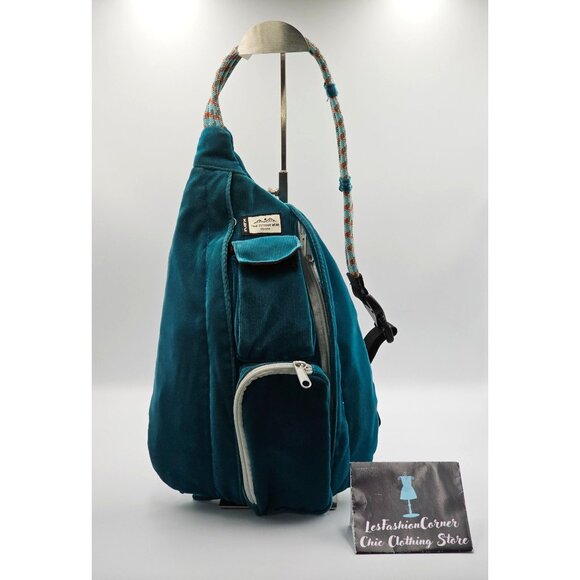 Kavu Handbags - Kavu Women's Rope Cord- Artic Teal Corduroy Sling Backpack Adjustable Strap 2927